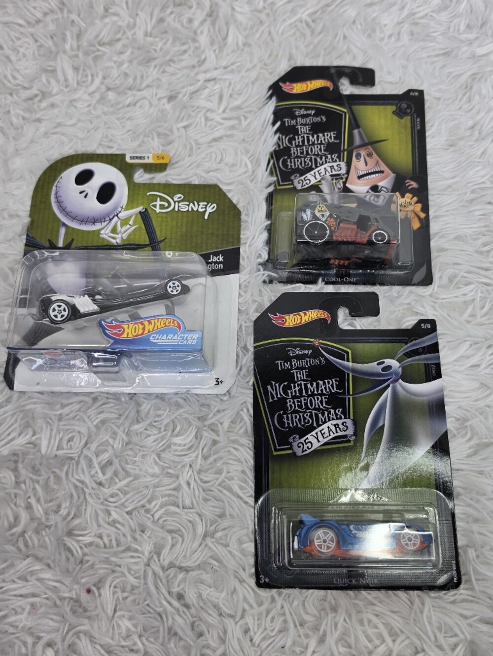 Disney Hot Wheels The Nightmare Before Christmas Cars - Black, Blue, Orange
